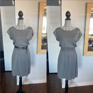 NWT L/XL Esprit Sweater Dress. Stretchy. Wear Belt To Cinch Waist. Grey.